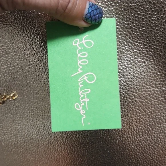 NWT Lilly Pulitzer Metallic Leather La La Tote Bag - Picture 7 of 8